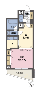 1DKの間取図